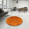 thumbnail image 4 of Ahgly Company Machine Washable Indoor Round Industrial Modern Neon Orange Area Rugs, 5' Round, 4 of 7