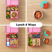 OmieBox Bento Box للأطفال - صندوق غداء بينتو معزول مع جرة طعام حرارية مقاومة للتسرب - 3 حجرات، منطقتان لدرجة الحرارة - Pink Berry من OmieLife