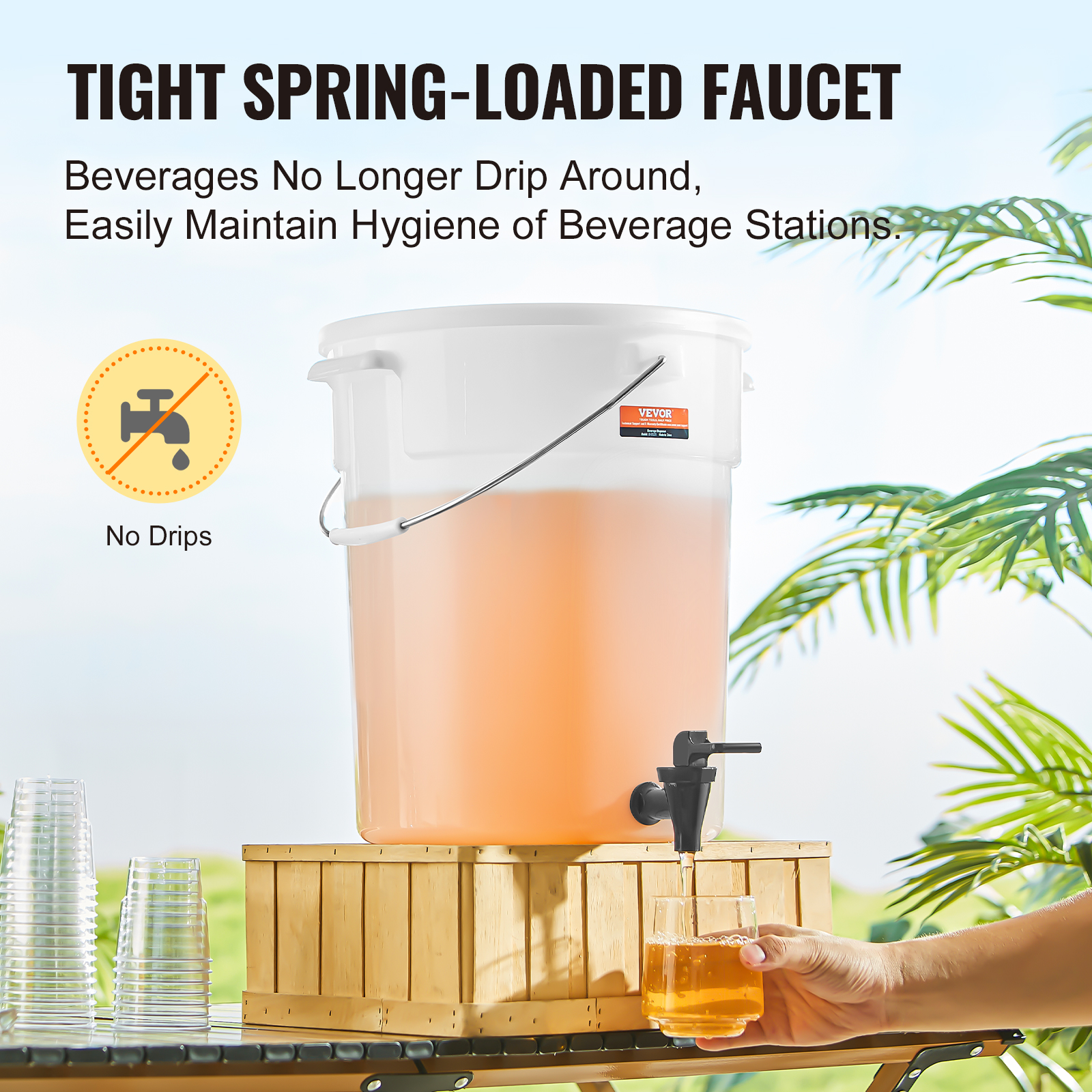 VEVOR Beverage Dispenser, 5 Gallon Drink Dispensers for Parties, Plastic Juice Dispenser with Spigot and Lid,Iced Tea Lemonade Juice Water Dispenser, for Restaurants,Hotels,Parties,2 Pack