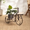 thumbnail image 2 of DecMode 25" x 10" x 19" 2 Tier Brown Metal Bike Plantstand, 2 of 9