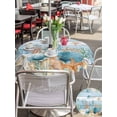 thumbnail image 5 of Outdoor Tablecloths with Umbrella Hole & Zipper, Blue Coastal Round Tablecloth 54 Inch, Summer Beach Starfish Shell Coral Nautical Waterproof Table Cloth, Patio/Pool/Picnic Table Covers, 5 of 8