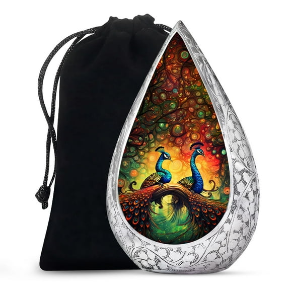 JAGSHASHI Peacock - Funeral Urns - Decorative Urns - Adult Large Urn For Male & Female - Memorial Urns For Human Ashes - Urns For Cremation Ashes - Human Urns - 10 Inch - Large