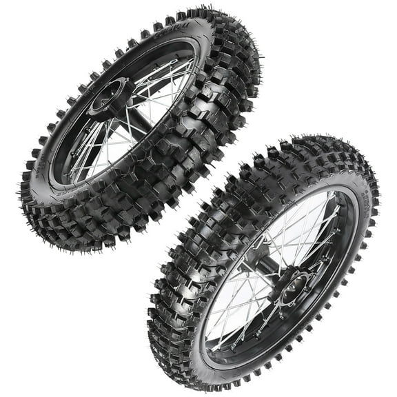 Kemblawolf Front and Rear Tire and Rim Package 15mm Bearings– 70/100-17 Front Wheel and 90/100-14 Rear Wheel, Compatible with 110cc 125cc 140cc 150cc Pit Bikes, Dirt Bikes TaoTao, Apollo, SSR
