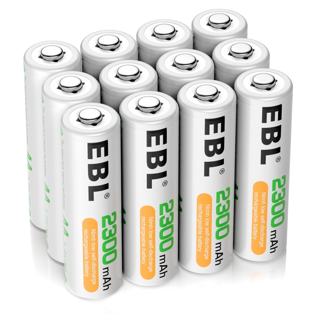 EBL Rechargeable AA Batteries, 2300mAh NiMH Precharged Home Basic Double AA Battery, Pack of 12