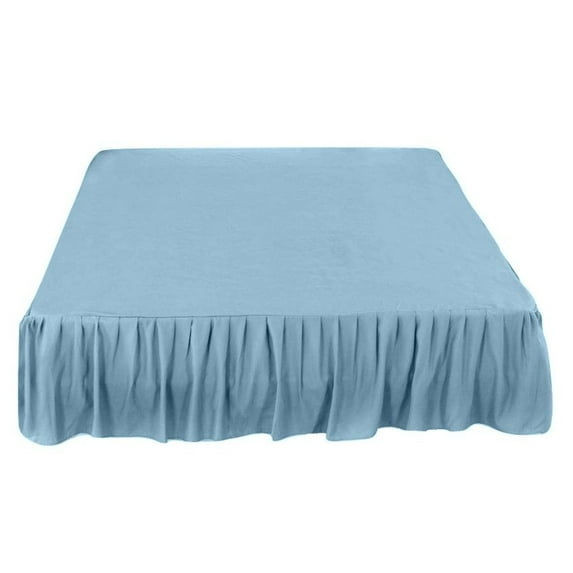 26 Inch Tailored Drop Ruffled/Gathered Easy Fit Bed Skirt (Short Queen Size, Solid Light Blue) 700 Thread Count 100% Cotton Dust Ruffle - By The Great American Store