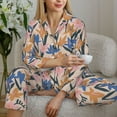 thumbnail image 4 of Goofa Lilies Flowers Printed Women’s 2 Piece Pajama Set Super,Pajamas Women's Long Sleeve Sleepwear Soft Button Down Loungewear Pjs Lounge Set Nightwear-Small, 4 of 9