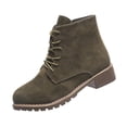 thumbnail image 2 of Willtoo Womens Ankle Boots Round Toe Lace‑Up Combat Booties with Side Zipper Low Block Heel Casual Short Boots for Daily Wear, 2 of 5