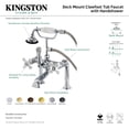 thumbnail image 4 of Kingston Brass AE111T0 Aqua Vintage 7" Center Deck-Mount Clawfoot Tub Faucet with Hand Shower, Matte Black, 4 of 5