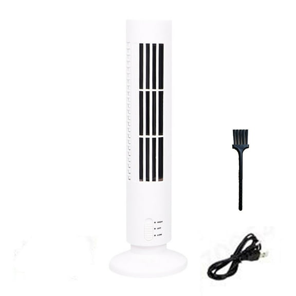 FEOLGEHLY Small Desktop Fan Tower Fan Quiet Oscillating Bladeless Fan USB Rechargeable Portable Air Conditioners Floor Standing Fan 2 Wind Speed Cooling Fan for Indoor Bedroom Home Office Room,White