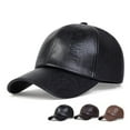 thumbnail image 2 of Vintage Leather Baseball Cap Men Fashion Hip Hop Sports Caps Army Hat British Vintage Cowhide Leather Hats ,Fashion Design, 2 of 5