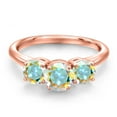 thumbnail image 3 of Gem Stone King 18K Rose Gold Plated Silver Mercury Mist Mystic Topaz Engagement Ring for Women | 2.10 Cttw | Round 6MM | Gemstone November Birthstone | Size 5, 3 of 6