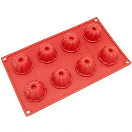Freshware 8-Cavity Mini Coffe Cake Silicone Mold for Small Bundt, Muffin, Cupcake, Pudding and Jello, SM-109RD