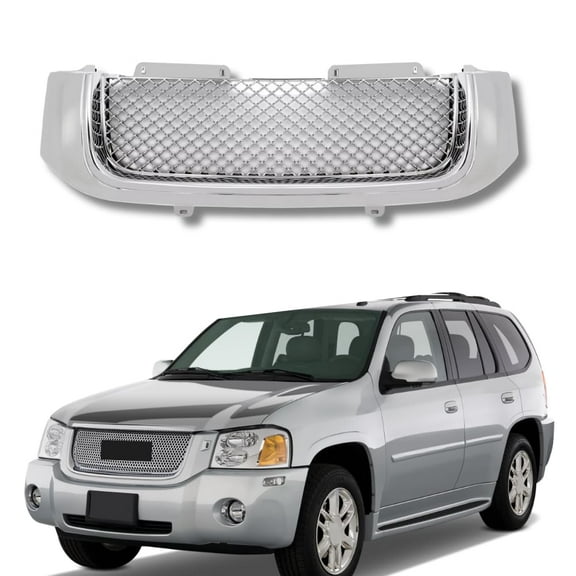 ONEPI Chrome Front Grill Compatible with GMC Envoy 2002 2003 2004 2005 2006 2007 2008 2009 Models, No Emblem