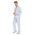 thumbnail image 3 of GLOBAL Conjuntos de Pijamas de Algodón para Hombre, Ropa de Dormir de Manga Larga con Botones, Ropa de Dormir Cómoda, Conjunto de Pijama Suave con Rayas Amarillas Azules 3XL, 3 of 7