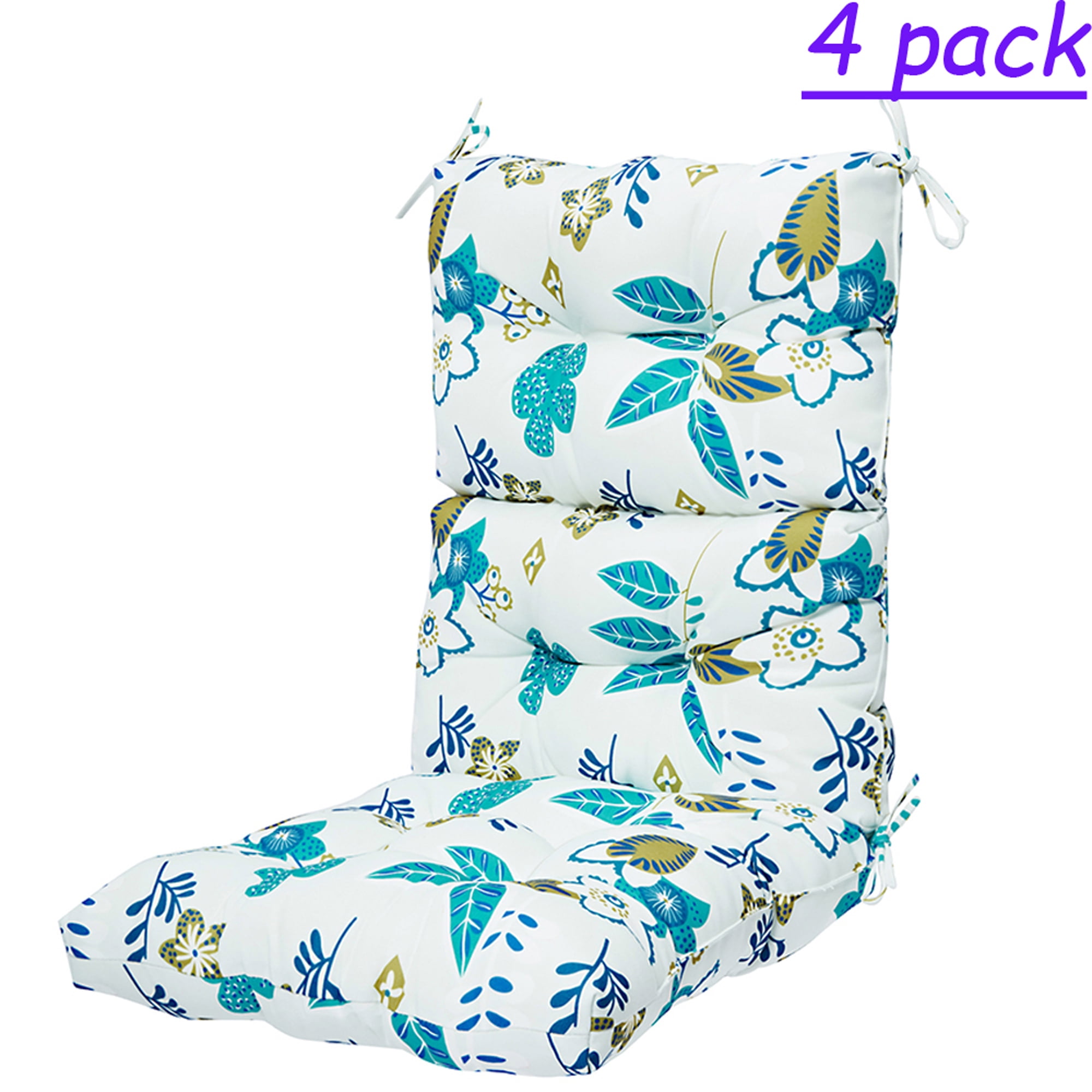 4 Pack Outdoor/Indoor High Back Chair Cushions Deep Seat Patio Seat and