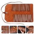 thumbnail image 3 of Leather Small Tool Roll Up Bag 10 Slots Carry On Pouch Craft Tools Organizer, 3 of 8