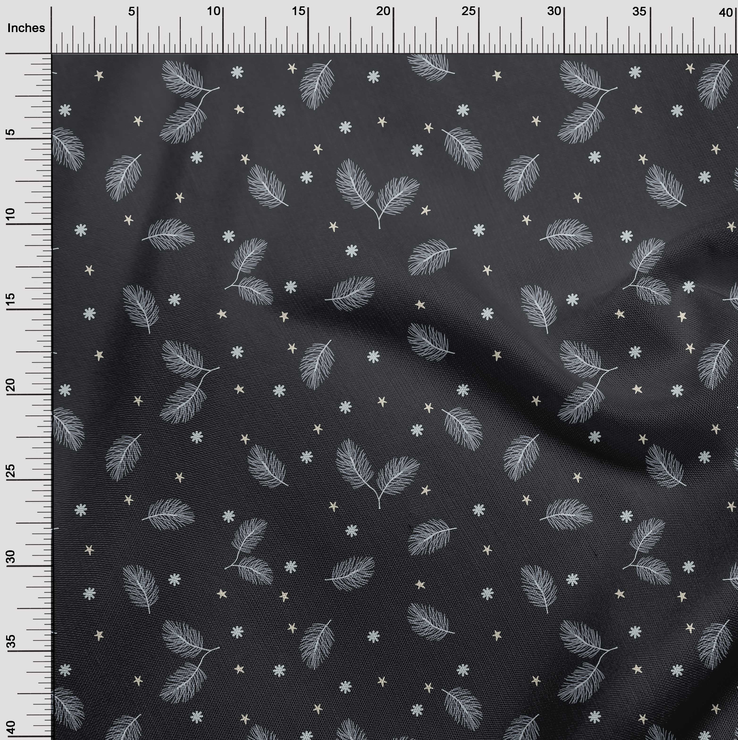 oneOone Georgette Viscose Black Fabric Christmas Feather Sewing Craft Projects Fabric Prints By Yard 42 Inch Wide