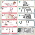 thumbnail image 2 of KFeng 4-in-1 Foldable Baby High Chair,Combines Play and Dining, Adjustable Dual-layer Tray and Backrest, Pink, 2 of 10