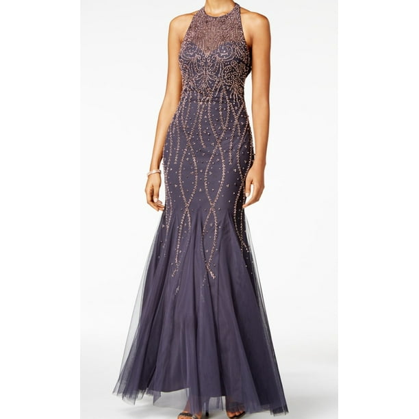 xscape caviar beaded illusion gown