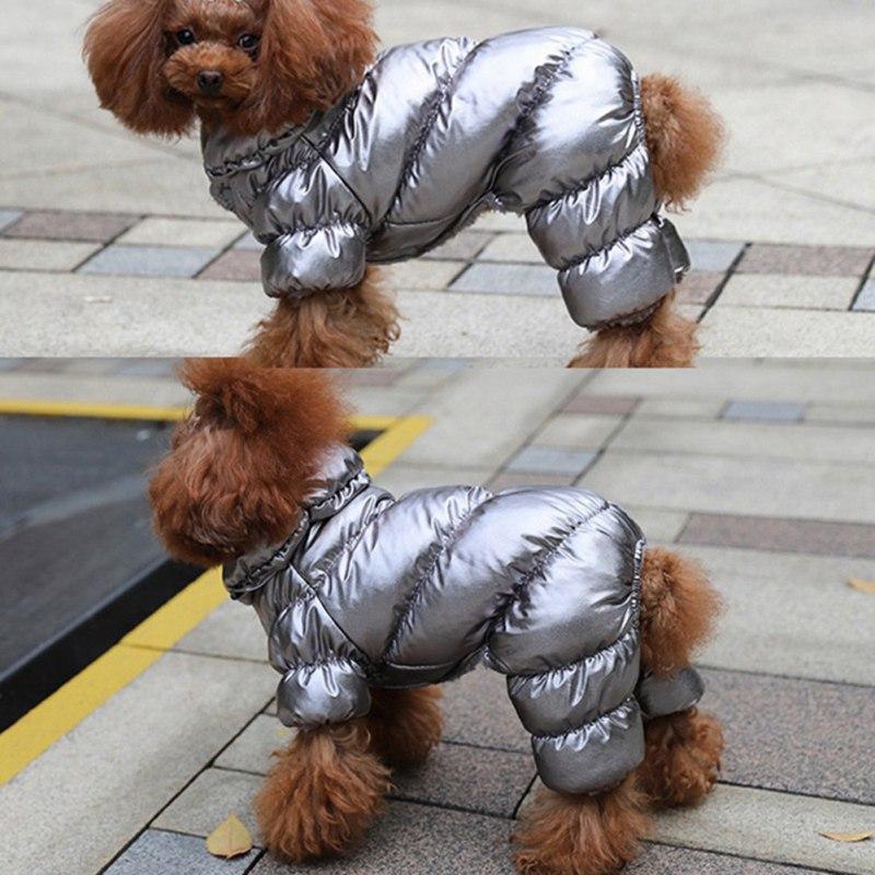 PRAETER Pet Winter Jacket, Winter French Dog Clothes Waterproof Cotton Padded Warm Outfit Coat Jacket Thickening Down Jacket Dog 4-legged Button Coat Cold-weather Costume, Silver S - image 4 of 20