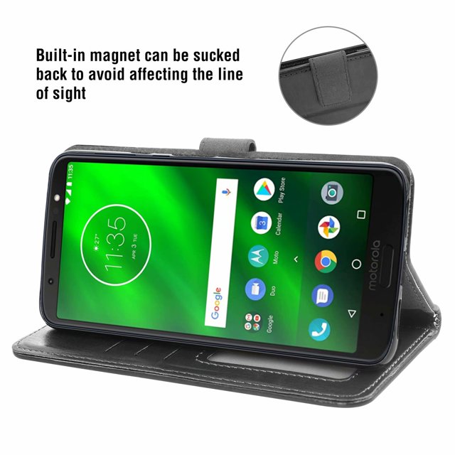 Protective Film for Motorola Moto-G6-Plus Case, Premium Wallet Cover, Stand Flip Phone Case