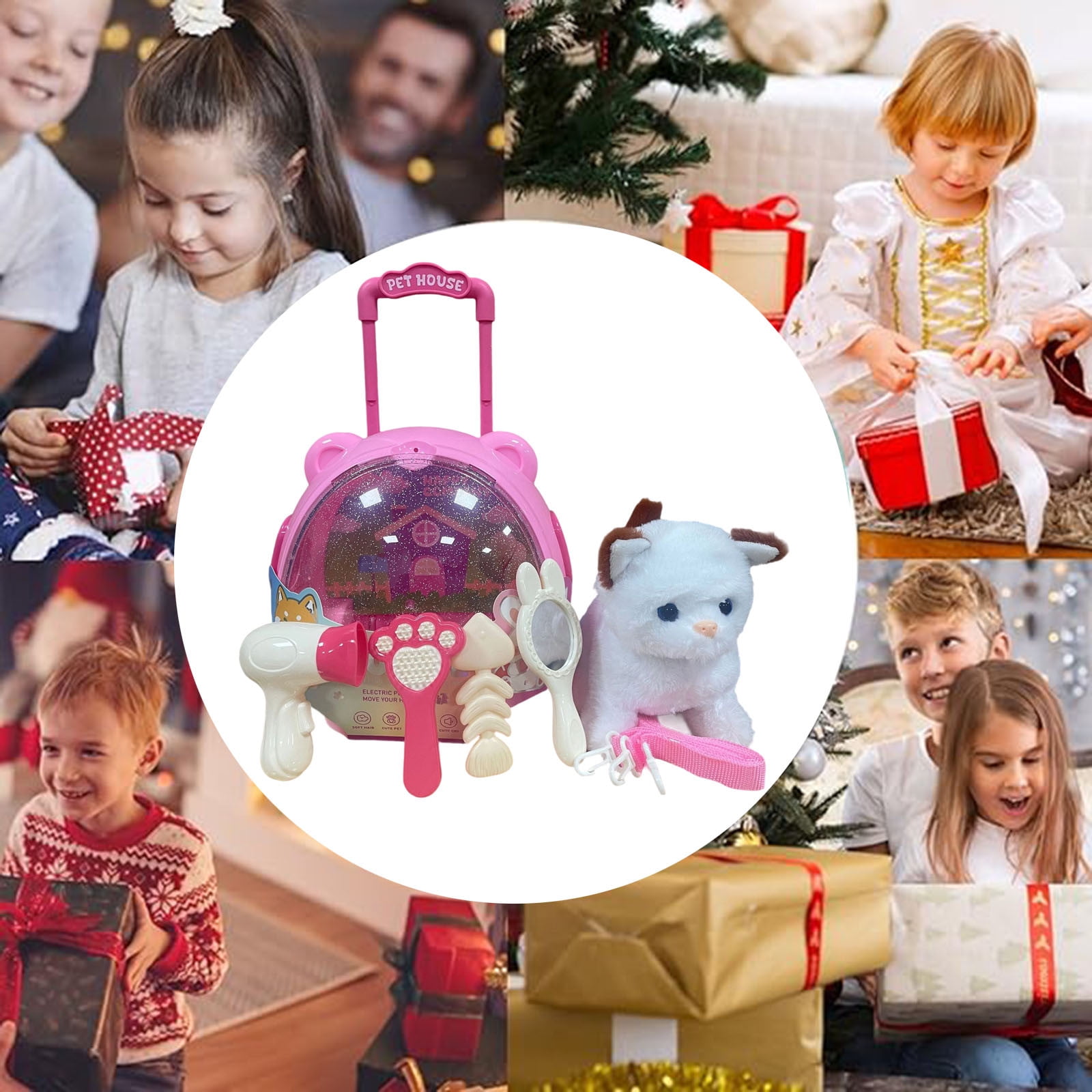 Plush Toy Kitty Electronic Interactive Cat Walking Cat Toy for Kids Realistic Toys for Girls Boys Toddler Toys Barking Wagging Tail Kitty Pet Care Gifts