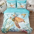 thumbnail image 4 of Sea Turtle Comforter Set 8 Pieces Sea Turtle Bed in a Bag 100% Soft Microfiber Ocean Comforter Set for Bedroom Marine Life Bedding Comforter Set for Girls Boys Ocean Beach Theme Coastal Bedding Set, 4 of 9