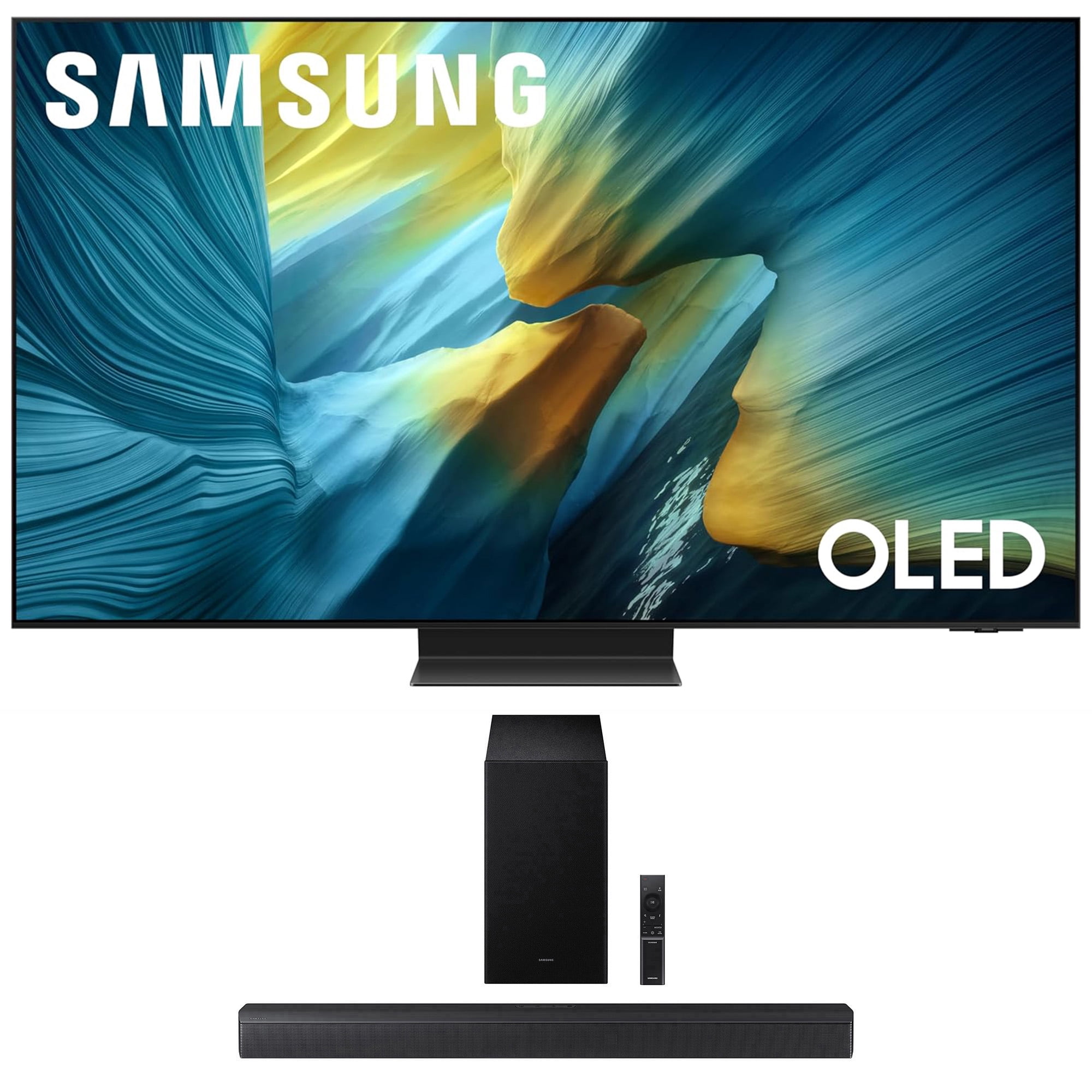 Samsung QN65S95FAFXZA 65 Inch OLED HDR Pro 4K Smart TV with a Samsung HW-B630F B-Series Soundbar 3.1 Ch and Subwoofer with Dolby Audio (2025)