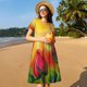 thumbnail image 4 of Balery Rose Psychedelic Vestidos sueltos de manga corta para mujer, vestidos de verano 2025, vestidos casuales de corte A con vuelo., 4 of 6