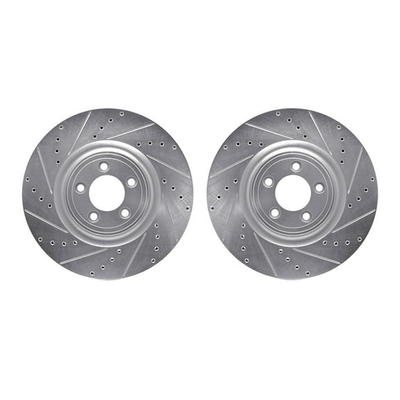 Dynamic Friction Company Front Brake Rotors-Drilled and Slotted-Silver 7002-20005