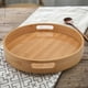 thumbnail image 2 of Round Serving Bamboo Wooden Tray for Dinner Trays Tea Bar Breakfast Food Container Handle Storage Tr, 2 of 5