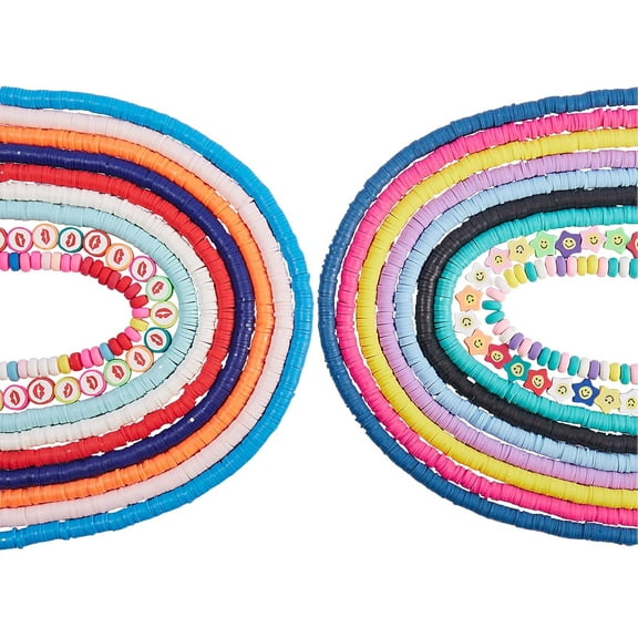 6480-7200pcs Polymer Clay Beads 18 Strands 6mm Disc Heishi Beads for Hawaiian Earring Bracelet Necklace Jewelry Making DIY Crafts Mixed Colors