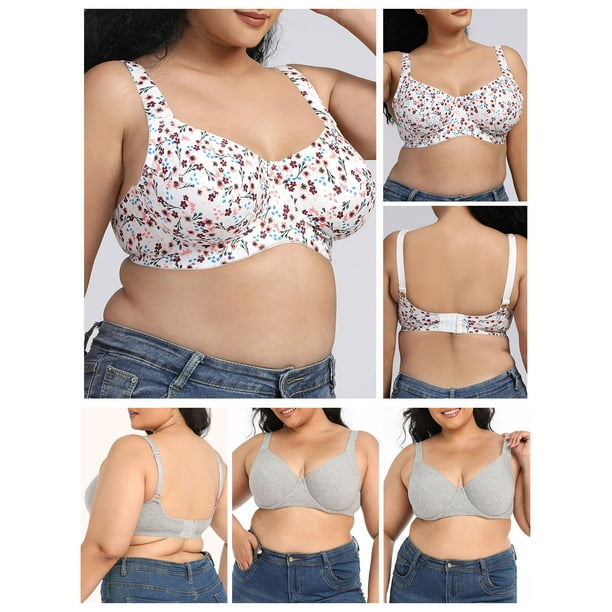 Plus Size Wire Free Thin Breathable Lace Bra - Female Sexy Bras Push Up,Floral  Pattern Print Stylish Lingerie (Blue,44C/100C) : : Clothing, Shoes  & Accessories