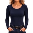 thumbnail image 3 of Womens Base Layer Tops Casual Stretchy Slim Fitted Crewneck Long Sleeve Breathable Comfort Tee Shirts,Sizes S-2XL, 3 of 10
