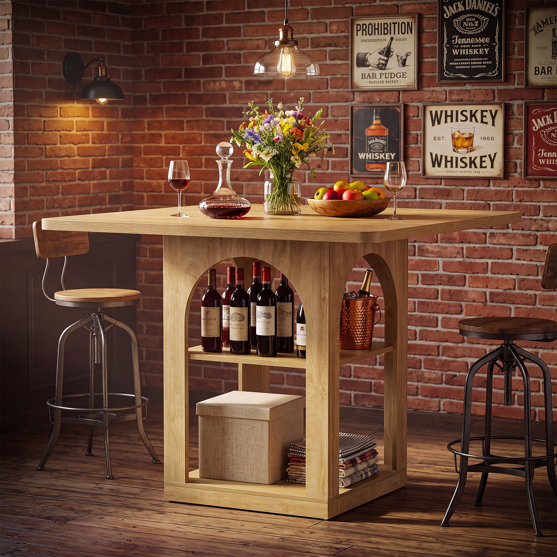 Free Shipping! TMS Belfast 36 Inch Square Wooden Bar-Height Dining