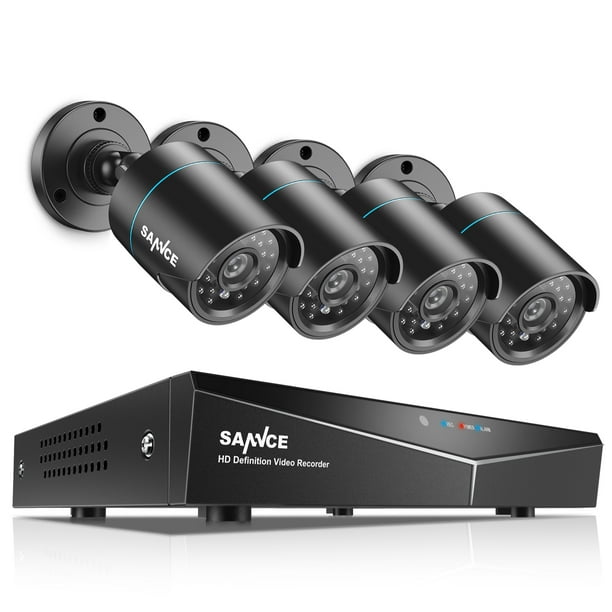 SANNCE 4CH DVR 4PCS HD 720P Security Cameras Home Video Night Vision Wired CCTV Camera System