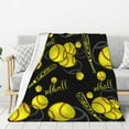 thumbnail image 2 of Softball Blanket "40x50" Softball Fannel Fleece Plush Blanket for Couch Bed Sofa Home Decor Gifts for Boys Kids Adult Teen Sport Fans Black, 2 of 6