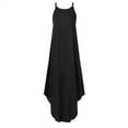 thumbnail image 3 of Cotton Linen Dresses for Women Casual Floral Halter Neck Long Maxi Dress Sleeveless Summer Party Cami Long Dress, 3 of 4