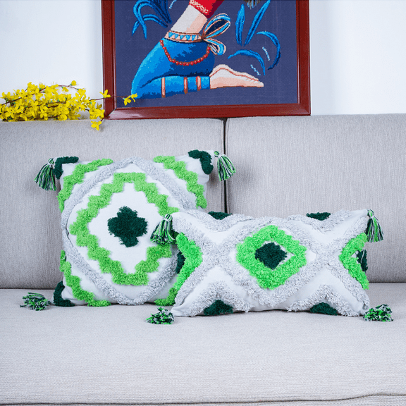 Pillow Cover Tufted Geometric Sofa Waist