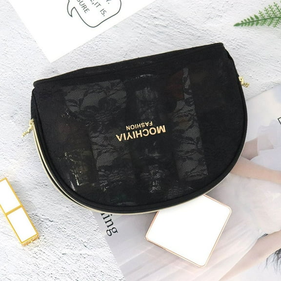 Simple Transparent Creative Lace Fashion Mesh Lipstick Case Storage Bag Cosmetic Bag Makeup Bag LARGE