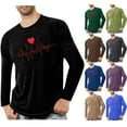 thumbnail image 1 of VBTAPA T-Shirt à Manches Longues pour Homme à Imprimé Cœur, Décontracté, Ample, Col Rond, Graphique, Chandails, Tenue de Détente, Tee-Shirts, Bleu, G, 1 of 5
