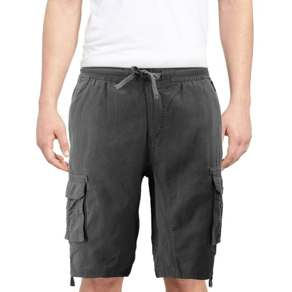 Men's Multi Pocket Drawstring Lightweight Elastic Waist Army Cargo Shorts (Charcoal, 2XL)