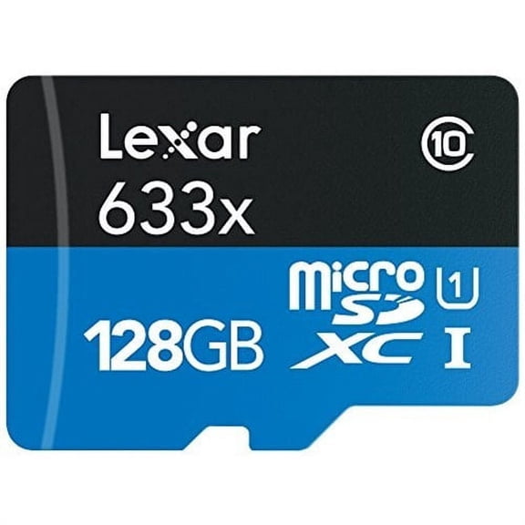 Lexar LSDMI128BBNL633A 128GB High-Performance UHS-I Class 10 U3 633x microSDXC Memory Card with SD Adapter