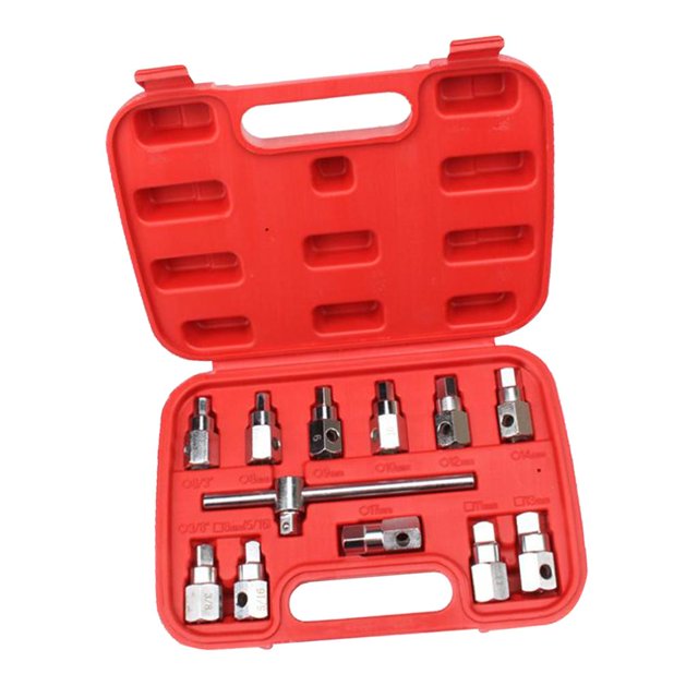 12 Unids Tapón De Drenaje De Aceite Socket Clave Conjunto Aceite Llave De Sumidero De Aceite 3/8 Pulgadas Para Automóviles Motocicletas Bicicletas De kusrkot Toma de enchufe de drenaje de aceite
