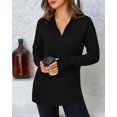 thumbnail image 4 of BTFBM Sweaters for Women Fall Clothes Pocket Quarter Zip Pullover V Neck Long Sleeve Knit Trendy Winter Sweater, 4 of 8