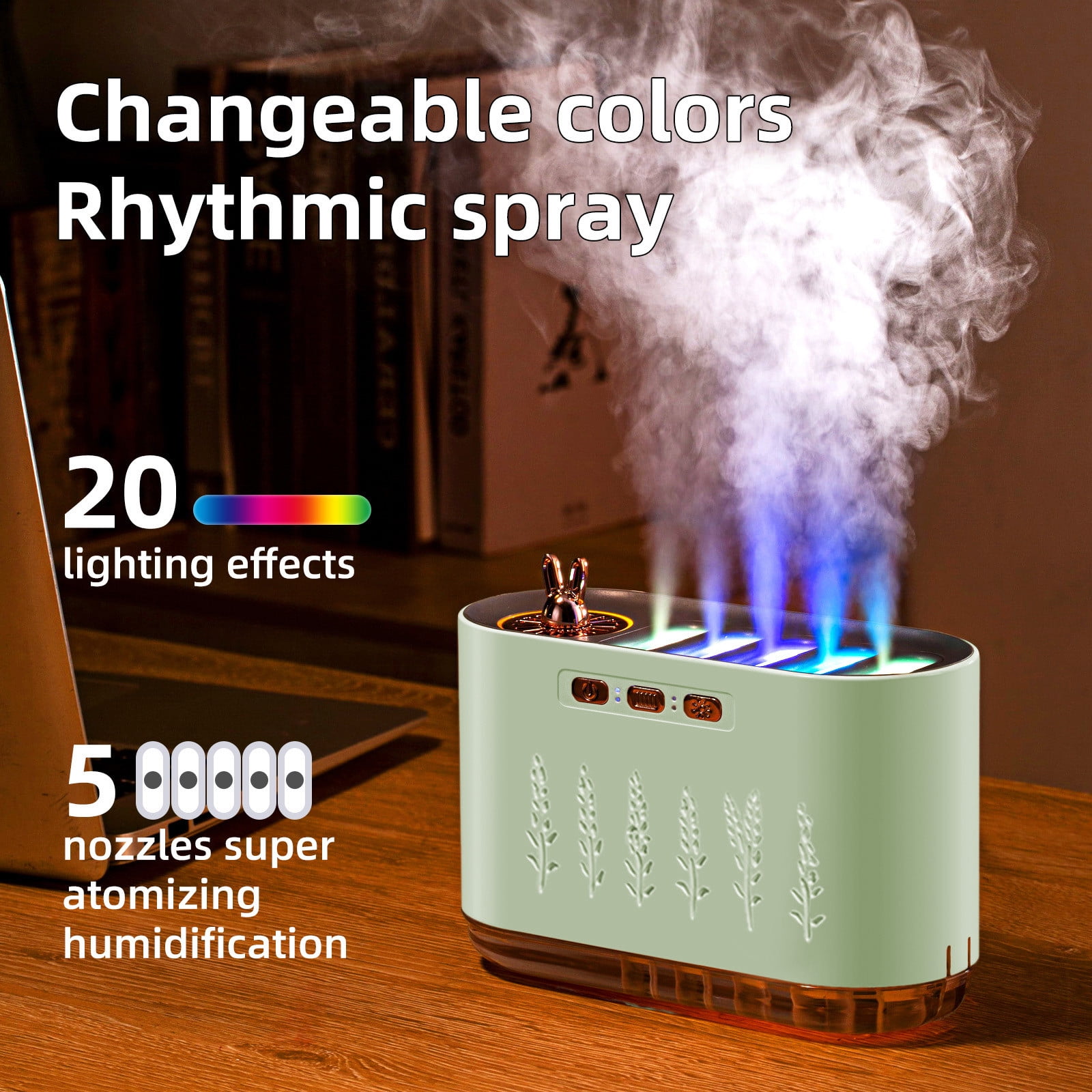 Qholemyo Easy Clean Humidifier Usb Device With Humidity Display Quiet Cool Mist For Bedroom Office And Plants Home Goods