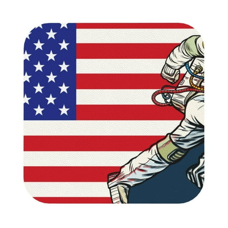 

Matuu American Astronaut Runs Forward for Cup Coasters Set of 6 Leather Coasters Desk Coasters for Office Measures 4” x 4” Square