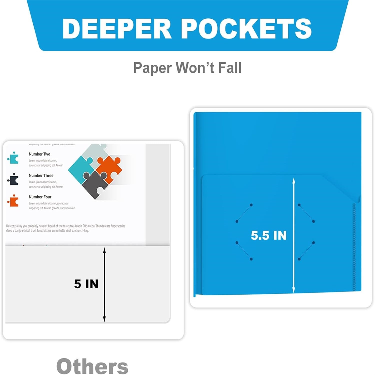 Heavy Duty Plastic Folder, 60 Pack, Pocket Folder with brads, Letter Size Poly File, Plastic Folders with 3 Prongs Fasteners