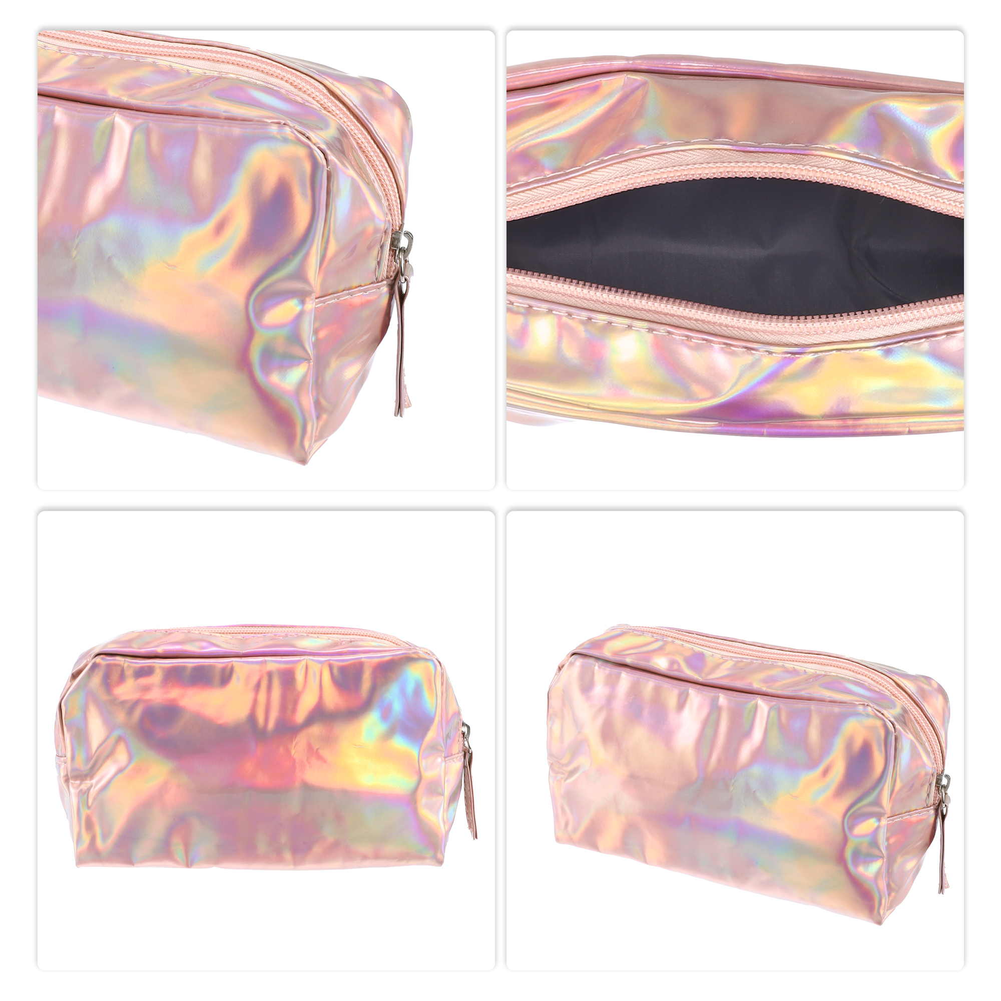 Unique Bargains 1Pc Women Durable Waterproof Cosmetic Bag for Toiletry Gold Tone