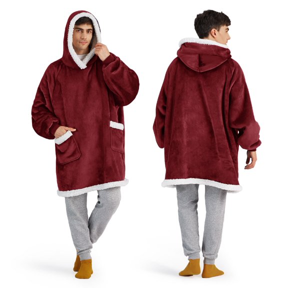 Sudadera con capucha Bedsure Burgundy para adultos y niños, unisex